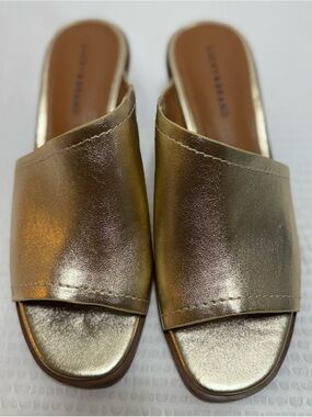Lucky Brand Metallic Gold Slide Mules